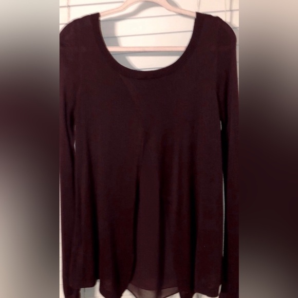 Express long sleeve crewneck sweater rear split panel w/sheer overlay L 🎊SALE - Picture 8 of 13